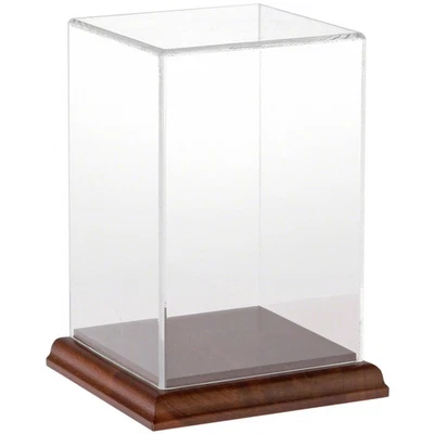 Plymor Clear Acrylic Display Case with Hardwood Base, 4" W x 4" D x 6" H - Image 1 of 2
