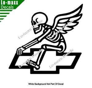 Chevy Bowtie Reaper Skeleton Wings  Car Truck Die Cut Vinyl Decal Sticker - Picture 1 of 30
