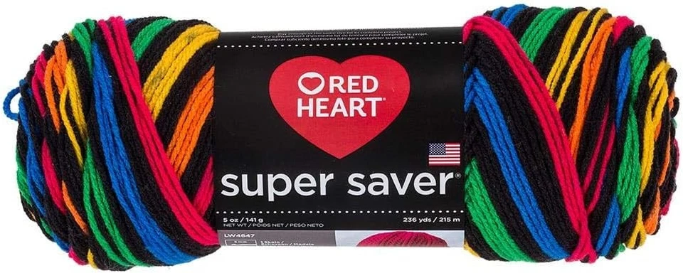 Red Heart Super Saver Yarn Primary Stripes Acrylic 5oz