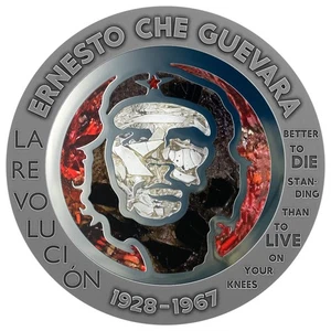 Congo 2023 100 Francs CFA Che Guevara 1 Oz Glass Mosaic / Steel Handmade Insert - Picture 1 of 5