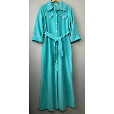 Bata de baño vintage Vassarette talla pequeña mediana azul abrigo retro abuela años 70 Foto 1 de 4