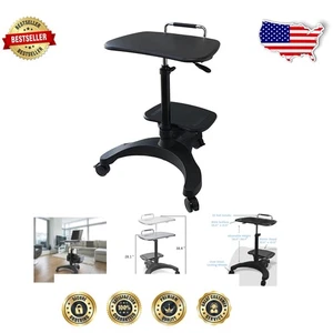Adjustable Sit-Stand Mobile Laptop Cart with Printer Shelf - Eco-Friendly Design - Bild 1 von 9