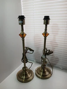 PAR DE BASE DE LUZ DE MESA CONMUTADA - SE VE EFECTO CEPILLADO 20" de alto - Imagen 1 de 6