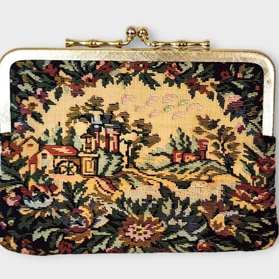 VINTAGE PETIT POINT TAPESTRY CLUTCH PURSE  - Image 1 of 4