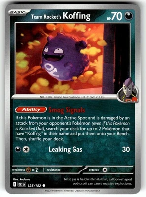 Pokemon SV10: Destined Rivals card 125/182 Team Rocket's Koffing - Image 1 of 4