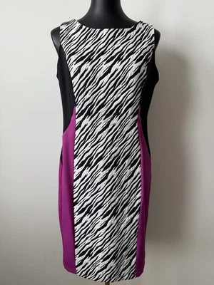 Vestido Julian Taylor Mujer 10 Vainas Sin Mangas Rosa Cebra Negro Blanco Color Bloque Foto 1 de 4