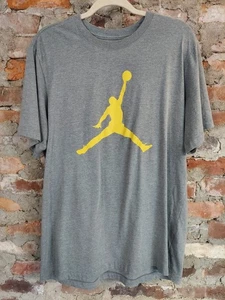Nike Jordan Jumpman T-shirt Mens Sz L Grey Shirt Top Yellow XY - Picture 1 of 3