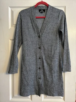 Dennis By Dennis Basso Silver Gray V Neck Long Cardigan Sz XXS/XS  New - Image 1 of 4