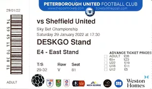 Peterborough United v Sheffield United 29/01/22 Championship Ticket - Picture 1 of 1