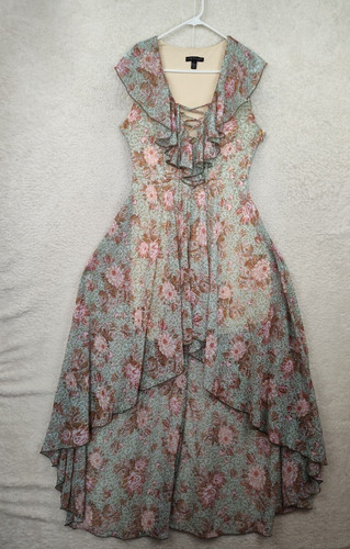 PALM ANGELS Abito donna City Triangles 7 verde floreale manica corta svasata ALine ciao basso maxi