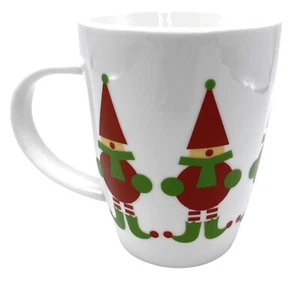 Crate & Barrel Jingle Elf Coffee Mug Porcelain Elves Christmas Red Green 15 oz  - Picture 1 of 4