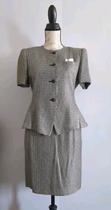 Vintage Club 5 Fuß 4 Zoll Damen 6 zierlich 2-teilig Rock/Jacke Anzug Hahnentritt Kurzarm USA - Bild 1 von 22