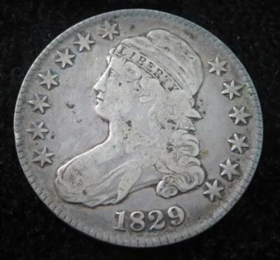 Medio dólar busto tapado 1829 * borde con letras * ideal para un libro * 3577 Foto 1 de 2