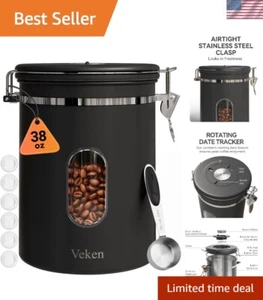 Elegant 38oz Coffee Canister - Airtight Storage with Scoop & Visibility Window - Picture 1 of 9