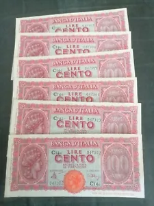 BANCONOTA LIRE 100 TURRITA FDS DISPONIBILI 3 CONSECUTIVE - Foto 1 di 3
