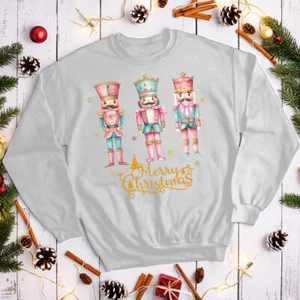 Rosa Weihnachtspullover Aquarell Nussknacker Stern Herren und Damen Sweatshirts #MC - Bild 1 von 29