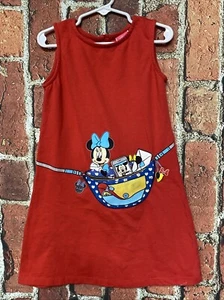 Vintage Disney Minnie Mouse Fanny Pack Dress Girls Small 6/6X Red Sleeveless - Picture 1 of 6