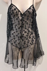 BABYDOLL by INTIMATE ESSENTIALS SIZE 18/20. BLACK LACE, CHIFFON SKIRT - Picture 1 of 5