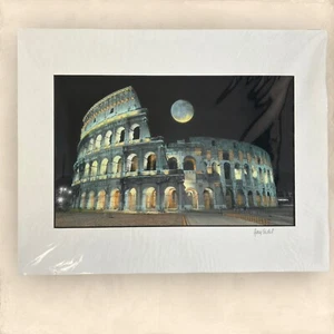 Roman Moon Coliseum Photograph, Hand Paint Darkroom Garry Seidel Matted to 11x14 - Picture 1 of 7