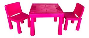 ABC Alphabet Childrens Pink Plastic Table and 2 Chairs Set Kids Toddlers Childs 