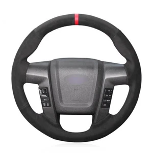 Customized Black Soft Suede Car Steering Wheel Cover Wrap for Ford F150 F-150 - Picture 1 of 7