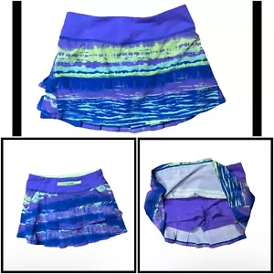 Ivivva By Lululemon Set the Pace Falda Plisada Púrpura Azul Verde Niñas Talla 10 - Imagen 1 de 11