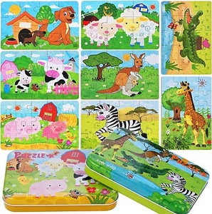 Fabu 8Pcs Puzzles de Madera 56 Piezas, Bloques de Rompecabezas de Animales - Imagen 1 de 9