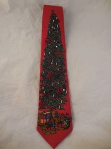 Cravatta natalizia rossa decorata albero di natale - Foto 1 di 2