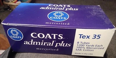 Coats Admiral Plus Tex 35, Burgundy, Mercerized, SAK Cotton, 8 tubes - Image 1 of 4