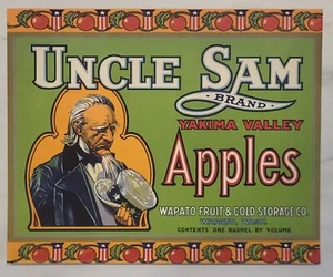 LABEL Washington Waputo Fruit Uncle Sam Apples Green - Picture 1 of 1
