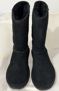 STIVALI piatti Bearpaw neri in pelle scamosciata e lana di pecora - donna taglia 12 - Foto 1 di 14