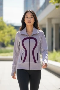 Lululemon Stride Damenjacke Größe 6 durchgehender Reißverschluss Daumenloch pflaume lila - Bild 1 von 9
