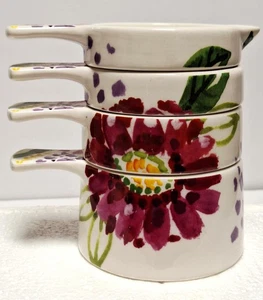 Nesting Stacking Floral Measuring cups. From 1/4 cup to Full Cup Pre-owned - Picture 1 of 7