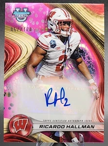 Ricardo Hallman/100 2024 Bowman U Best Auto Pink Refractor Wisconsin Badgers SP - Imagen 1 de 2