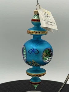 Vintage selten Christopher Radko RAZZMATAZZ türkis dreifacher Einzug Ornament 98-238-0 - Bild 1 von 15