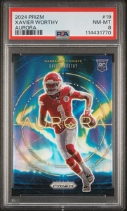2024 Panini Prizm Xavier Worthy #19 Aurora Case Hit Insert Rookie RC SSP PSA 8 - Bild 1 von 3