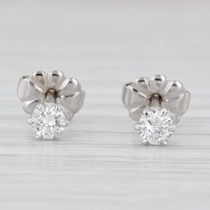0.23ctw Diamond Round Solitaire Stud Earrings 14k White Gold Studs - Picture 1 of 7