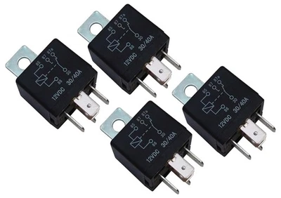Lote de 4 Relés Omega AU-7 12VDC 30/40 AMP SPDT Pólo Único Arremesso Duplo - Imagem 1 de 4