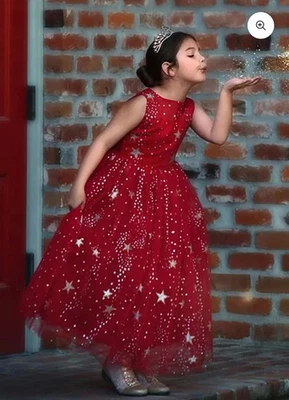 Vestido Trish Scully Niñas Talla 6 Antonieta Rojo Dorado Estrella Sin Mangas Nuevo con Etiquetas Foto 1 de 4