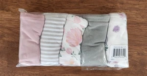 New Set Of 5 Burts Bees Organic Cotton Girls Underwear, Floral & Guitars 3T - Picture 1 of 4