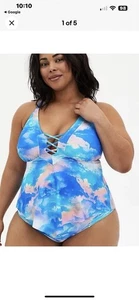 Torrid Multi Sky Schwimmen zweiteiliges Oberteil Größe 4, Unterteil Größe 3 GUC Clouds Set Anzug - Bild 1 von 14