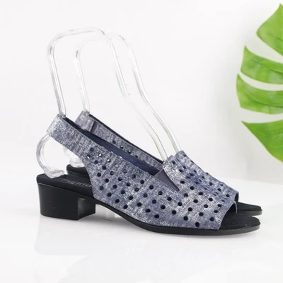 Munro Womens Mickee Sandal Size 10.5 M Blue Silver Slingback Low Heel Shoe USA - Image 1 of 4