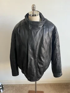 Giubbotto giacca uomo pelle Wilson full zip con fodera nero morbido 3XLT biker BELLO - Foto 1 di 6