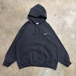 Vintage Nike Hoodie Adult Medium Black 90s Heavy Skate Baggy Embroidered Swoosh - Picture 1 of 7