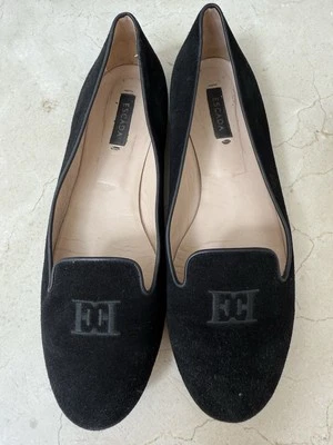 Женские замшевые мокасины Escada на плоской подошве черные туфли размер 38 США 7,5 8 - Изображение 1 из 4