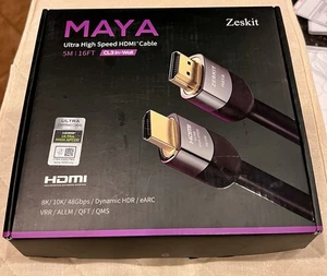 Cable HDMI de ultra alta velocidad certificado Zeskit Maya 8K 48 Gbps 16 pies CL3 en pared - Imagen 1 de 5