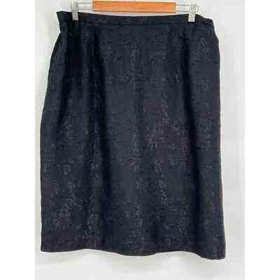 Falda Lápiz KSL Floral Jacquard Ropa Profesional Negra Talla 20W De Colección Foto 1 de 4