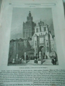 Séville Cathédrale Spain Gravure Old Print 1839 - Picture 1 of 1