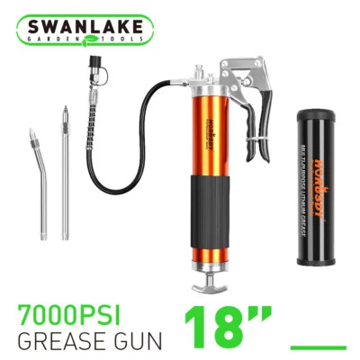 18" Heavy Duty Grease Gun 7000PSI Anodized Aluminum Pistol Grip Lubrication 14oz - Image 1 of 4