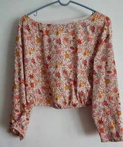 J. Crew LIBERTY Garden of Life floral crop top bell sleeve peasant Sz XL - Picture 1 of 14